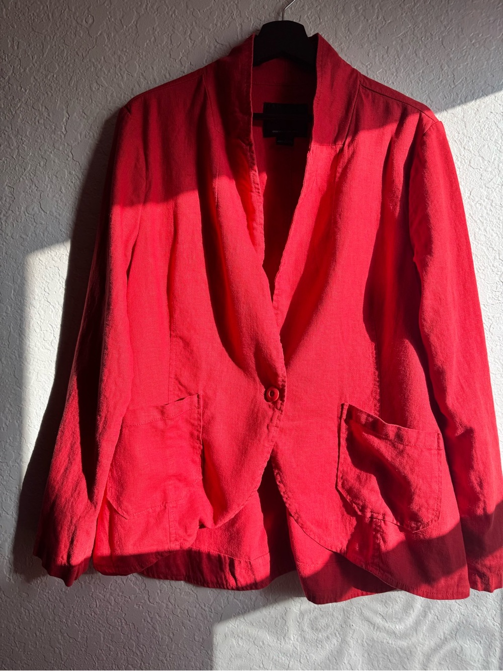 Sanctuary Women's Red Linen Blend Lightweight Single Button Blazer Jacket sz L